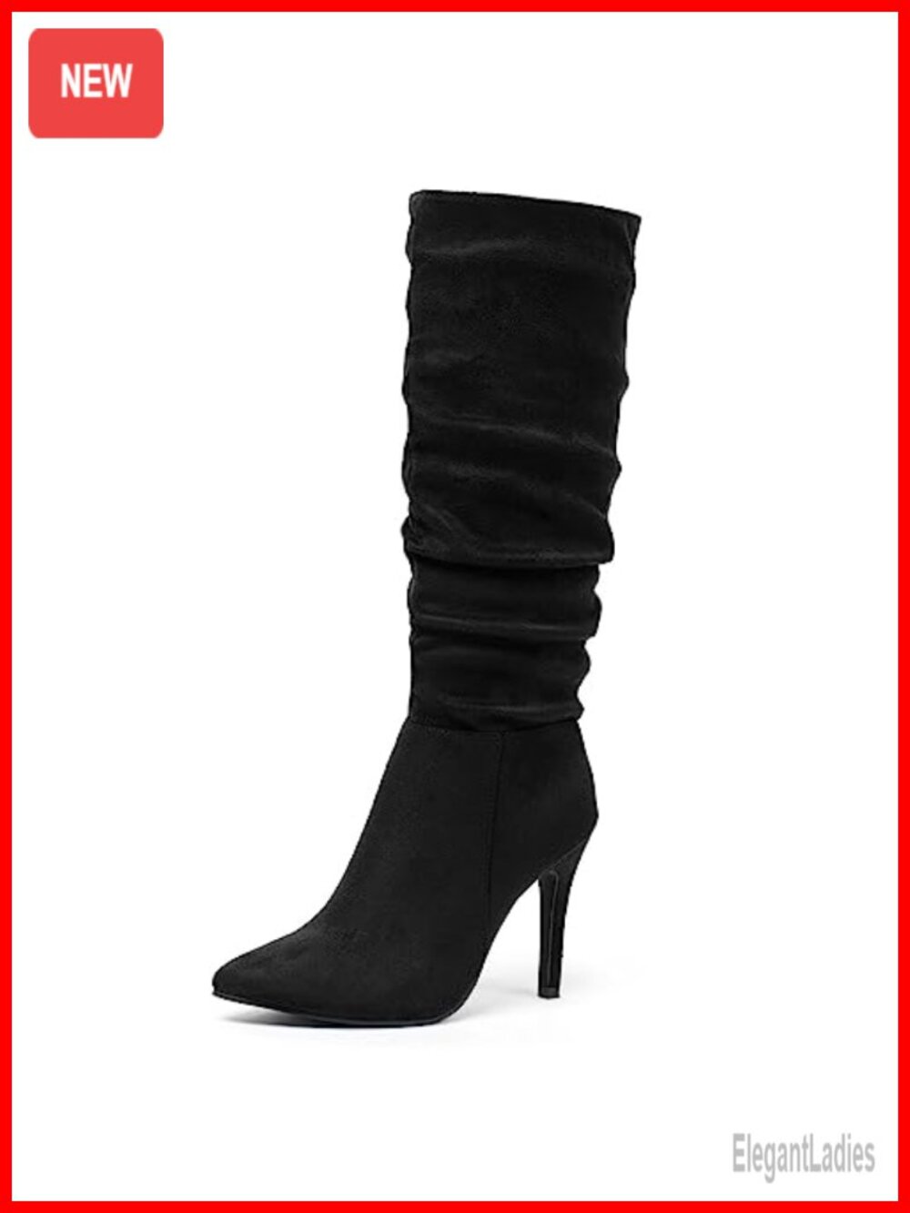 Faux Suede Stiletto Knee High Slouchy Dressy Boots